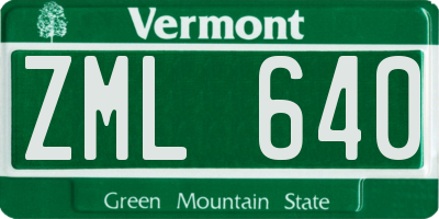 VT license plate ZML640