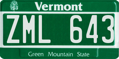 VT license plate ZML643