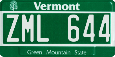 VT license plate ZML644