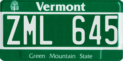 VT license plate ZML645