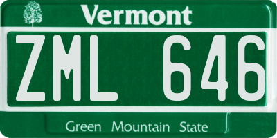 VT license plate ZML646