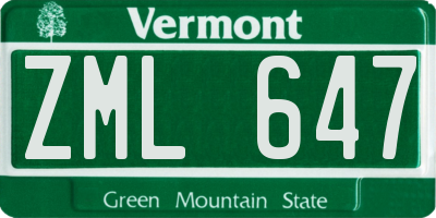 VT license plate ZML647