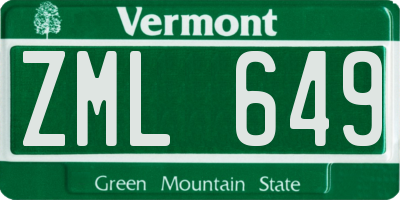 VT license plate ZML649