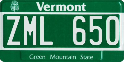 VT license plate ZML650