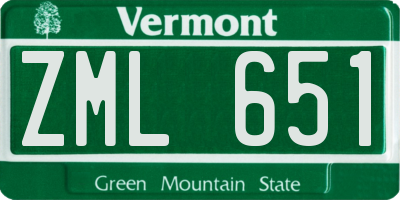 VT license plate ZML651