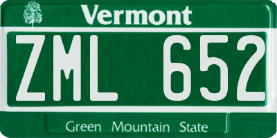 VT license plate ZML652