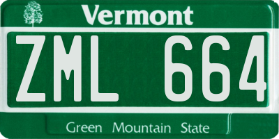 VT license plate ZML664