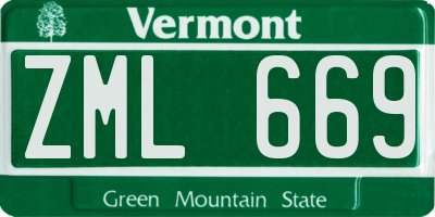 VT license plate ZML669