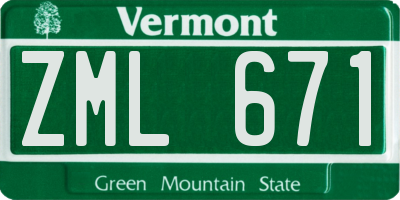 VT license plate ZML671