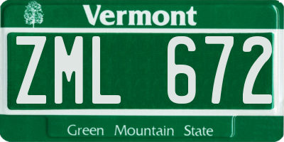 VT license plate ZML672