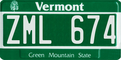 VT license plate ZML674