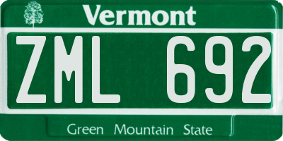 VT license plate ZML692