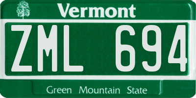 VT license plate ZML694