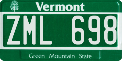 VT license plate ZML698