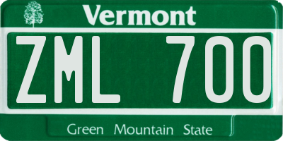 VT license plate ZML700