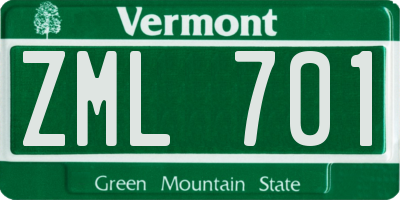VT license plate ZML701