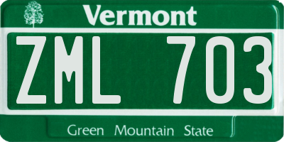 VT license plate ZML703