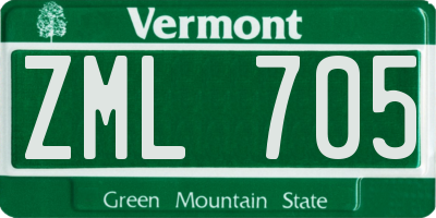 VT license plate ZML705