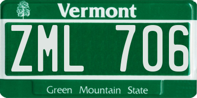 VT license plate ZML706