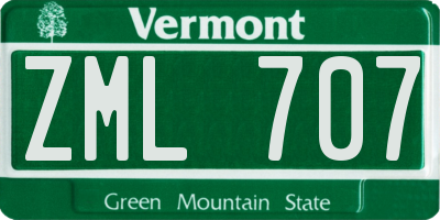VT license plate ZML707