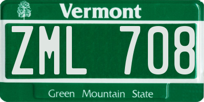 VT license plate ZML708