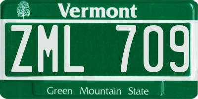 VT license plate ZML709