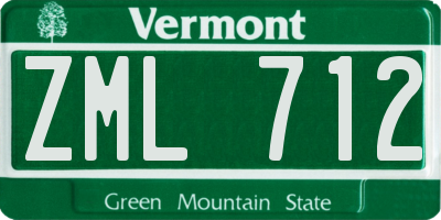 VT license plate ZML712