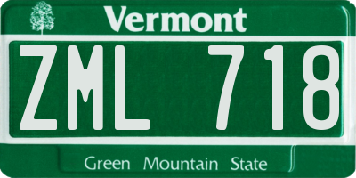 VT license plate ZML718