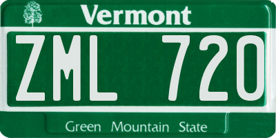 VT license plate ZML720