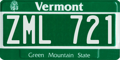 VT license plate ZML721