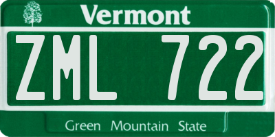VT license plate ZML722