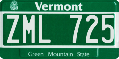 VT license plate ZML725