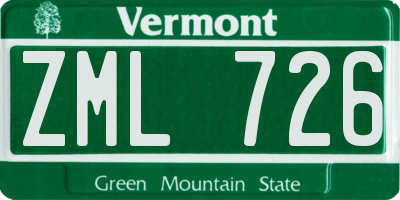VT license plate ZML726