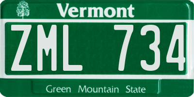 VT license plate ZML734