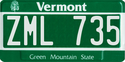 VT license plate ZML735
