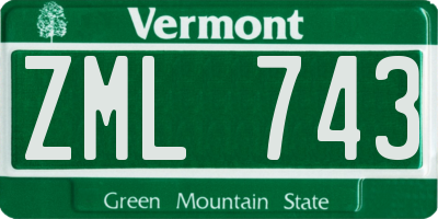 VT license plate ZML743