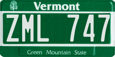 VT license plate ZML747
