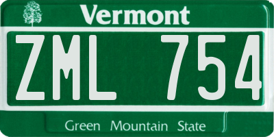 VT license plate ZML754