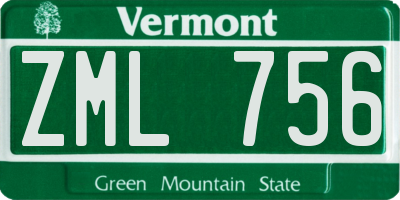 VT license plate ZML756