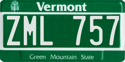 VT license plate ZML757