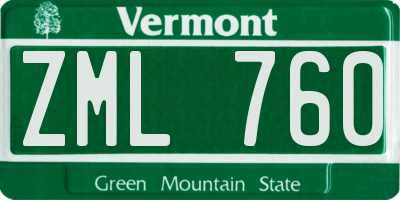 VT license plate ZML760