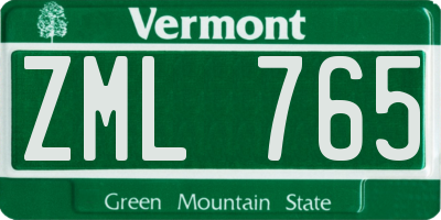 VT license plate ZML765