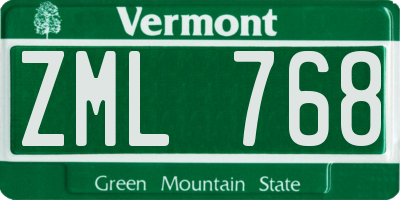 VT license plate ZML768