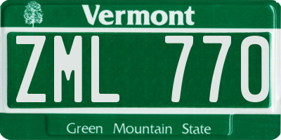 VT license plate ZML770