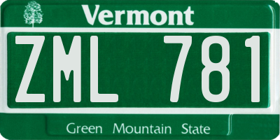 VT license plate ZML781