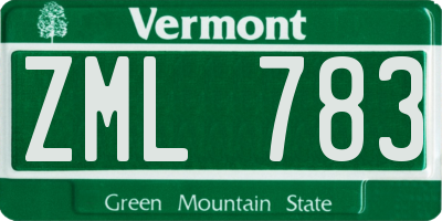 VT license plate ZML783