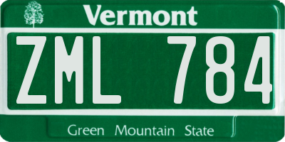VT license plate ZML784