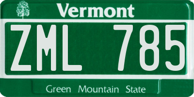 VT license plate ZML785