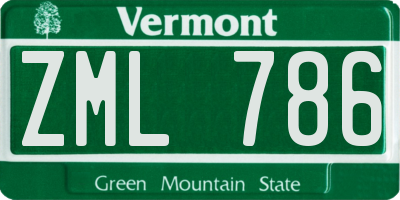 VT license plate ZML786