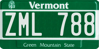 VT license plate ZML788